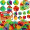 14 PCS Stringy Balls, Sensory Stringy Ball, 2.75 inch Soft Rainbow Pom Bouncy, Basket Stuffers Fillers, Monkey Pom Balls Fidget Toys Stress Ball, Party Favors Birthday Gifts (Multi-Color)